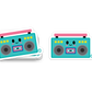 Colorful retro boom box with smiling face – 80s music-themed collectible sticker from Boo Boo Buddies
