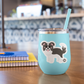 Playful black and white border collie dog – herding dog sticker on a mug from Boo Boo Buddies

