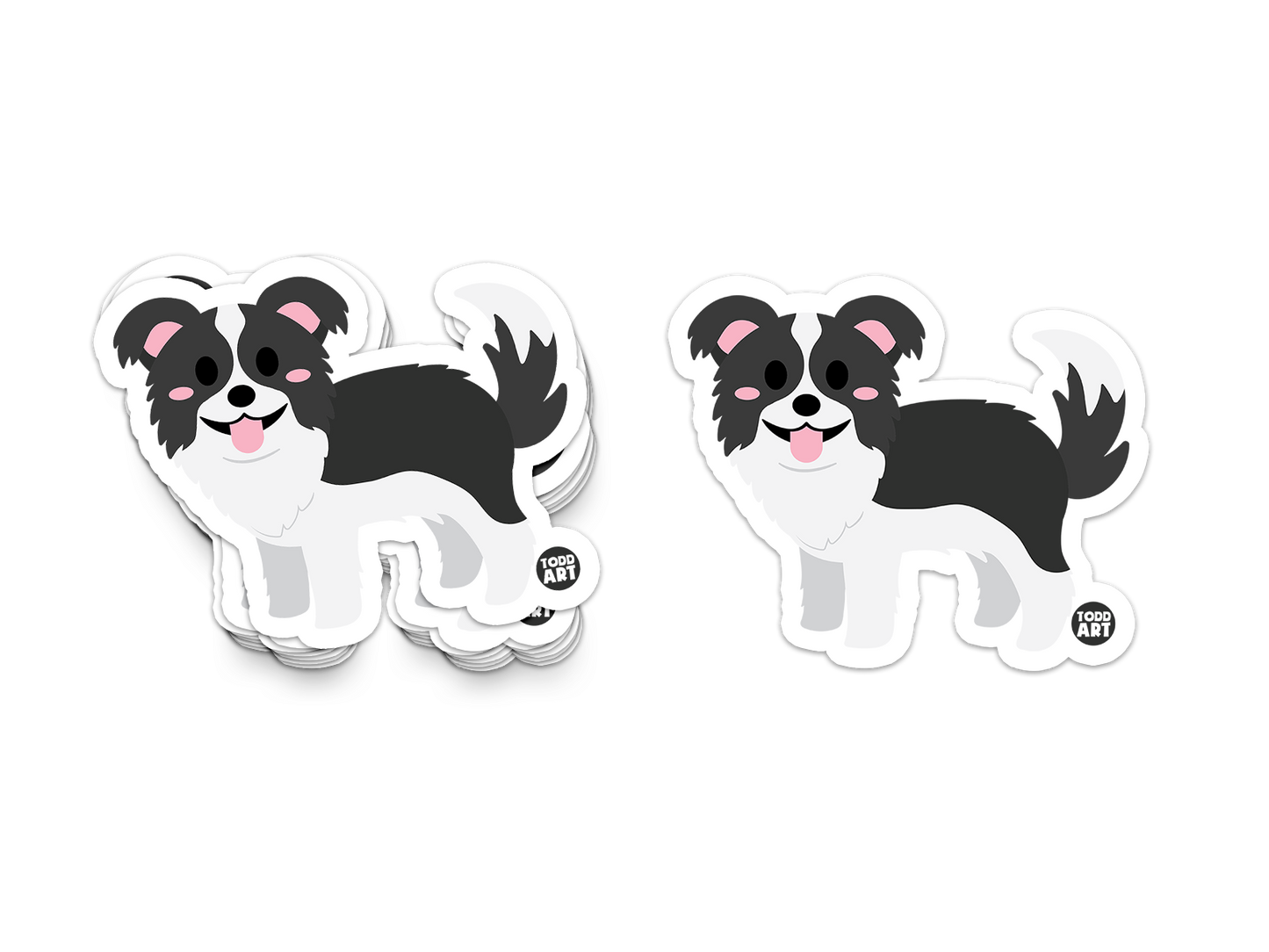 Playful black and white border collie dog – herding dog sticker from Boo Boo Buddies

