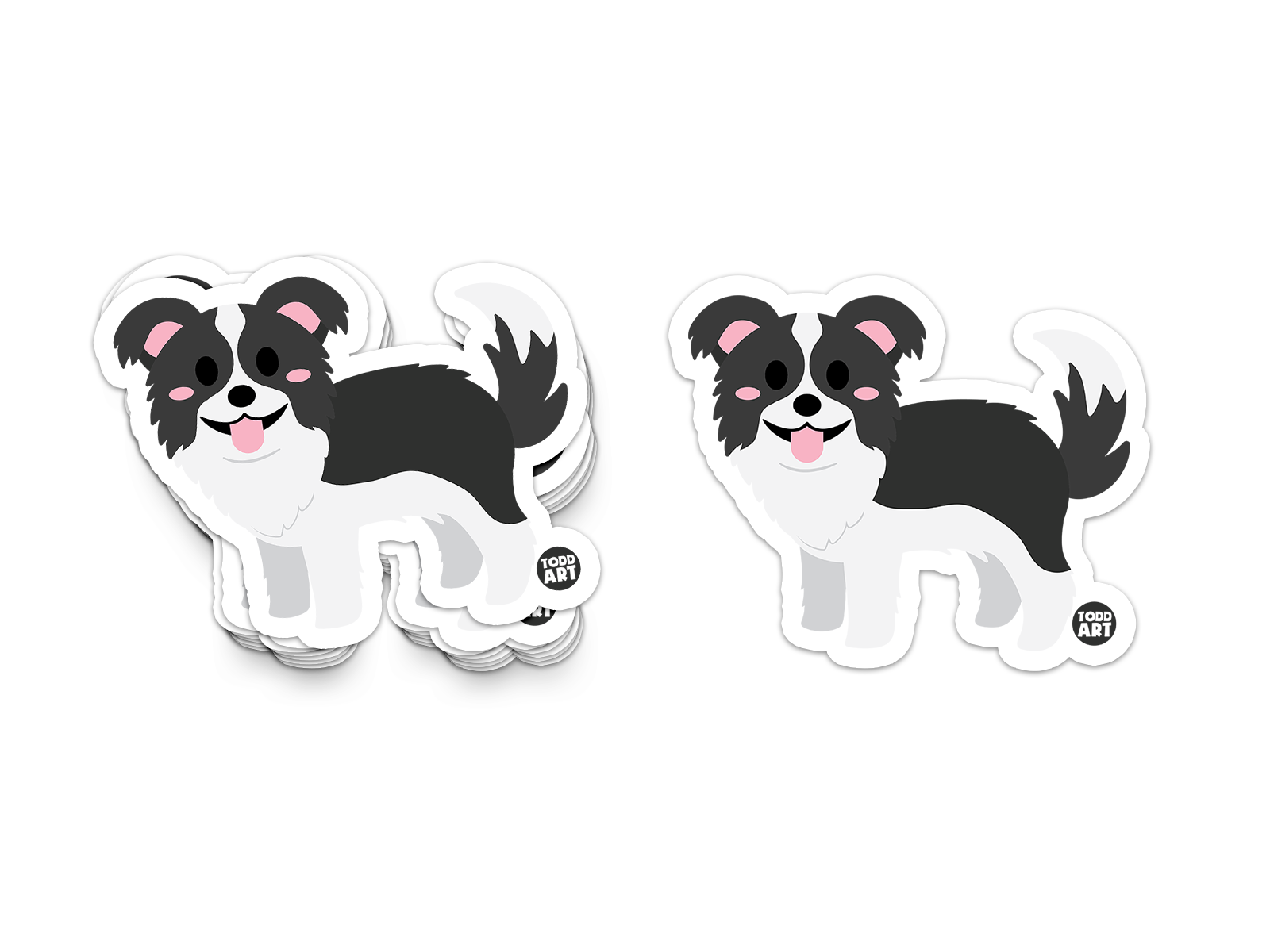 Playful black and white border collie dog – herding dog sticker from Boo Boo Buddies

