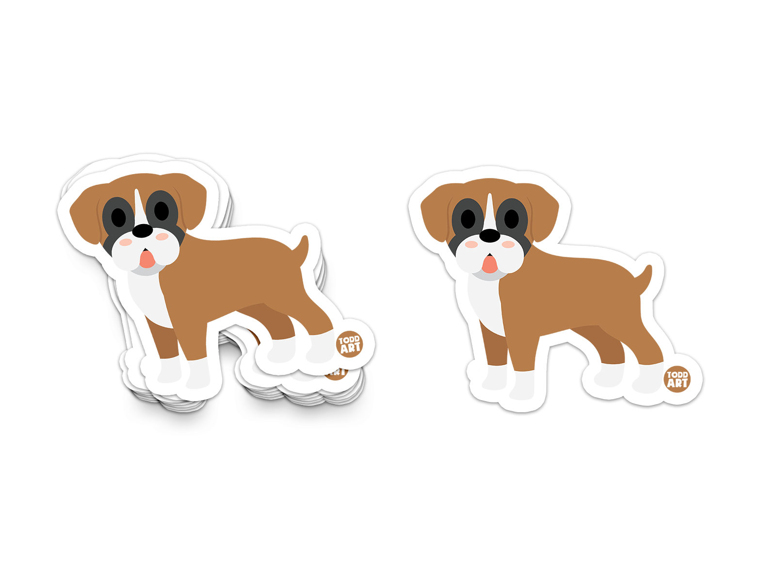 Boo Boo Buddies Boxer sticker – smiling brown boxer dog vinyl sticker for animal lovers, crates, and tech
