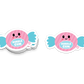Pink and blue wrapped bubble gum with face – retro candy sticker from Boo Boo Buddies
