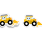 Smiling yellow bulldozer with a scoop – construction-themed sticker from Boo Boo Buddies
