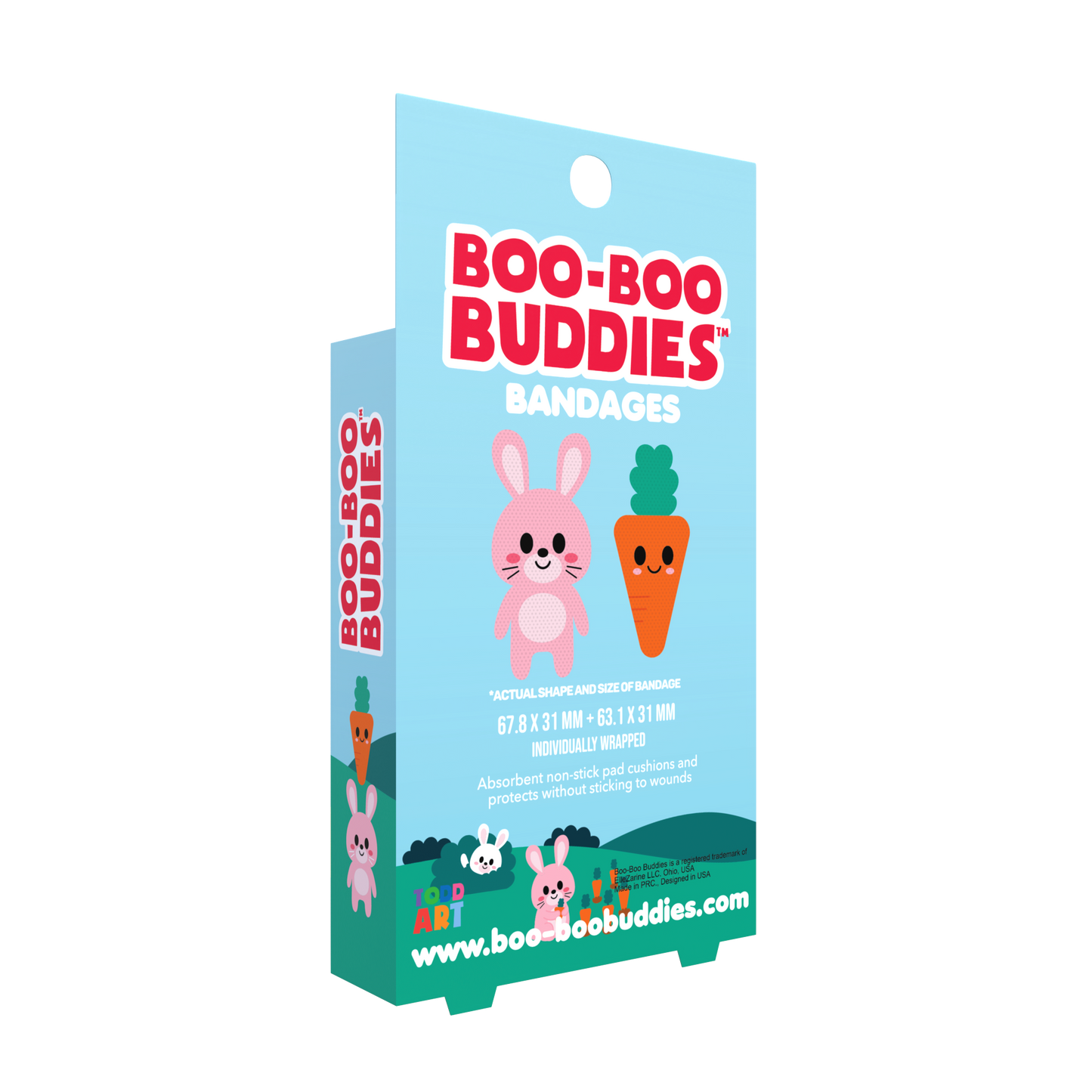 Bunny & Carrot Bandages for Kids – Waterproof, Latex-Free, 24 Count | Dr. Todd’s Boo-Boo Buddies®