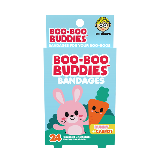 Bunny & Carrot Bandages for Kids – Waterproof, Latex-Free, 24 Count | Dr. Todd’s Boo-Boo Buddies®