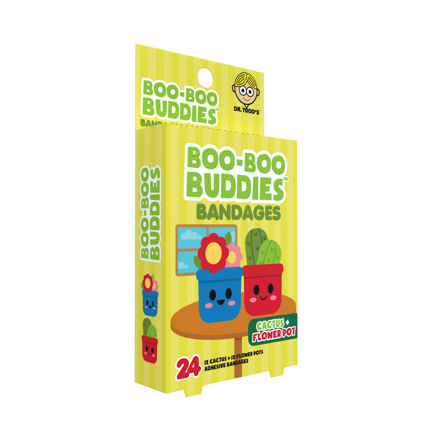 Cactus & Flower Pot Bandages for Kids – Waterproof, Latex-Free, 24 Count | Dr. Todd’s Boo-Boo Buddies®