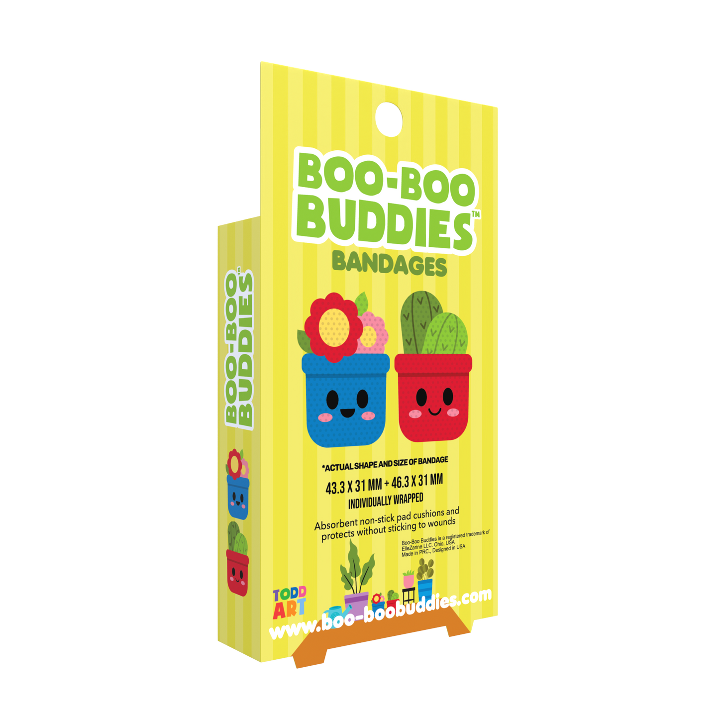 Cactus & Flower Pot Bandages for Kids – Waterproof, Latex-Free, 24 Count | Dr. Todd’s Boo-Boo Buddies®
