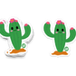Smiling green cactus with pink flowers – desert-themed sticker from Boo Boo Buddies
