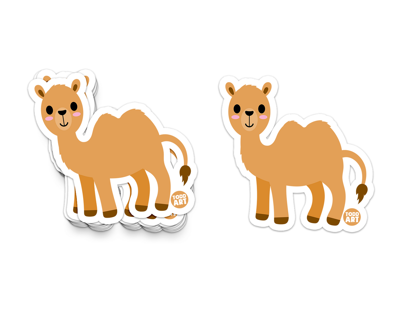 Cartoon camel with one hump and happy face – safari animal sticker from Boo Boo Buddies
