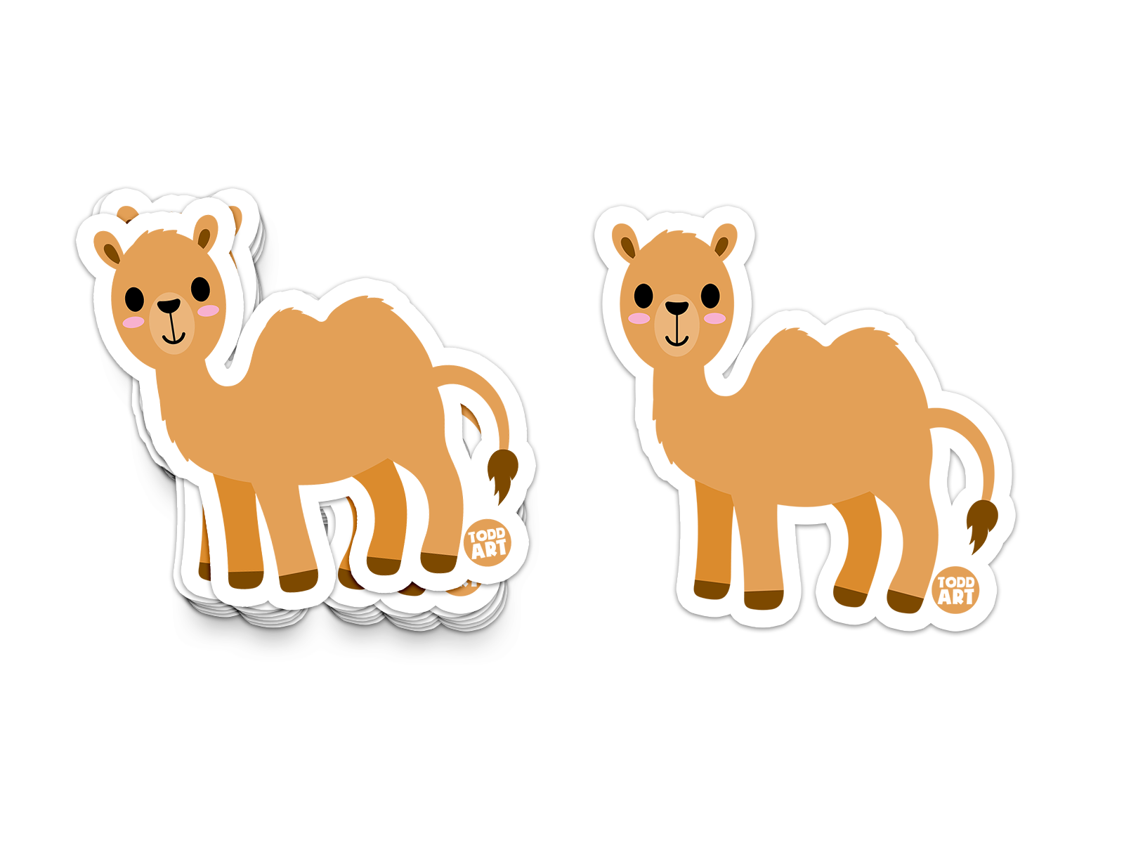 Cartoon camel with one hump and happy face – safari animal sticker from Boo Boo Buddies
