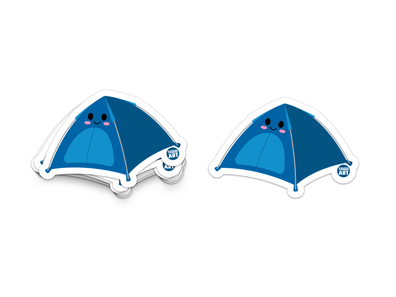 Blue camping tent with smiley face – fun Boo Boo Buddies® adventure-themed sticker
