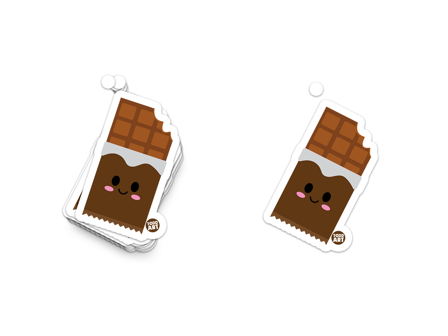 Bitten chocolate bar with smiley face and pink cheeks – sweet Boo Boo Buddies® dessert sticker
