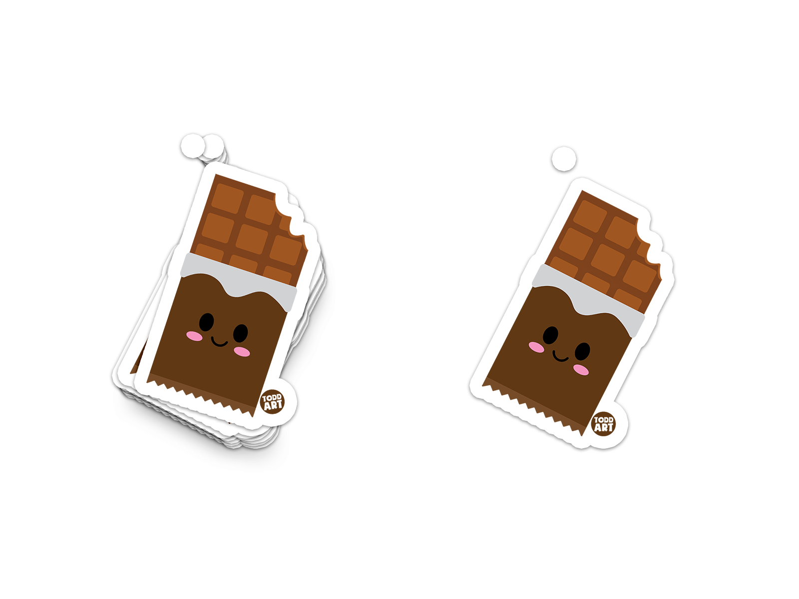 Bitten chocolate bar with smiley face and pink cheeks – sweet Boo Boo Buddies® dessert sticker
