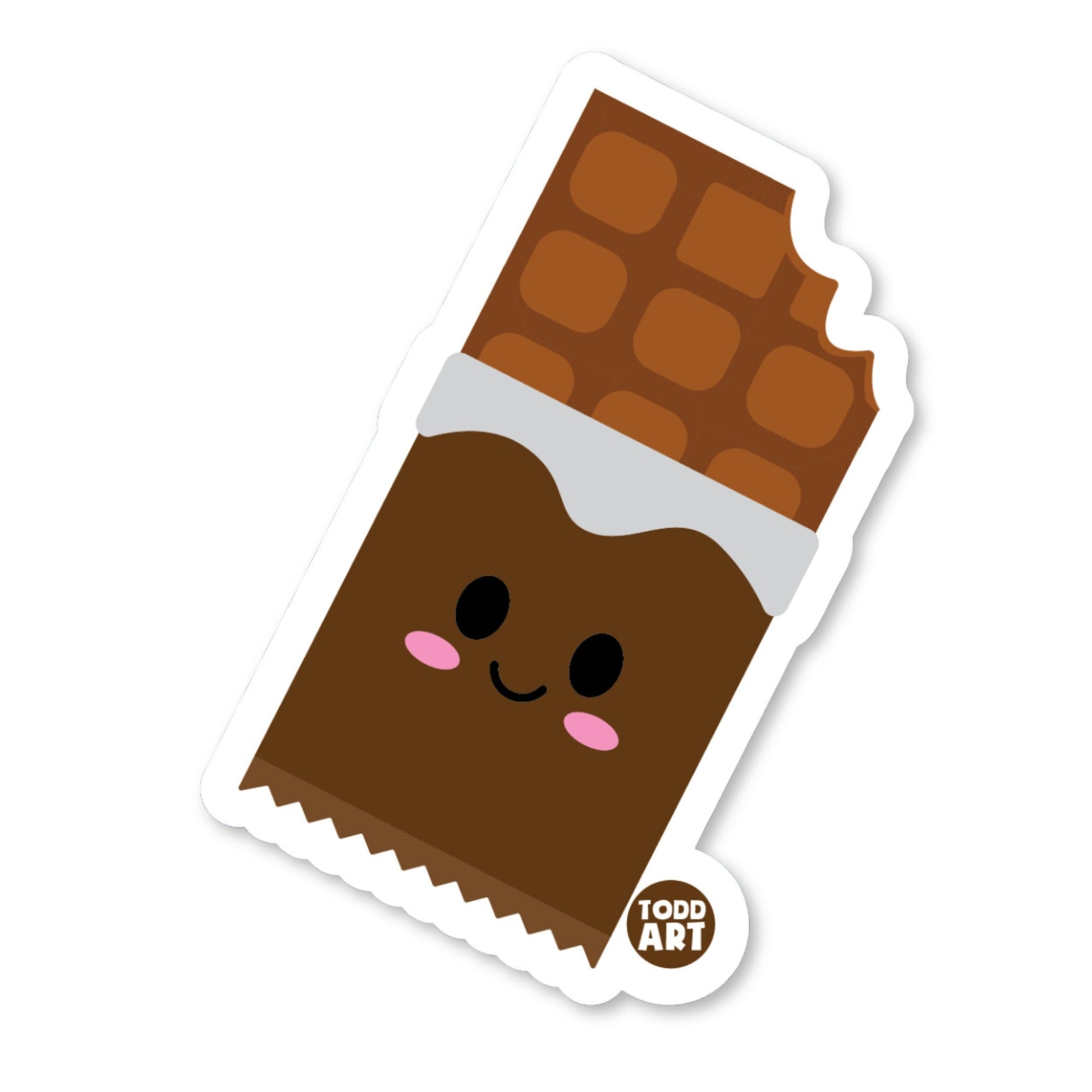 Bitten chocolate bar with smiley face and pink cheeks – sweet Boo Boo Buddies® dessert sticker