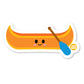 Orange canoe with blue paddle and happy face – playful Boo Boo Buddies® outdoor adventure sticker
