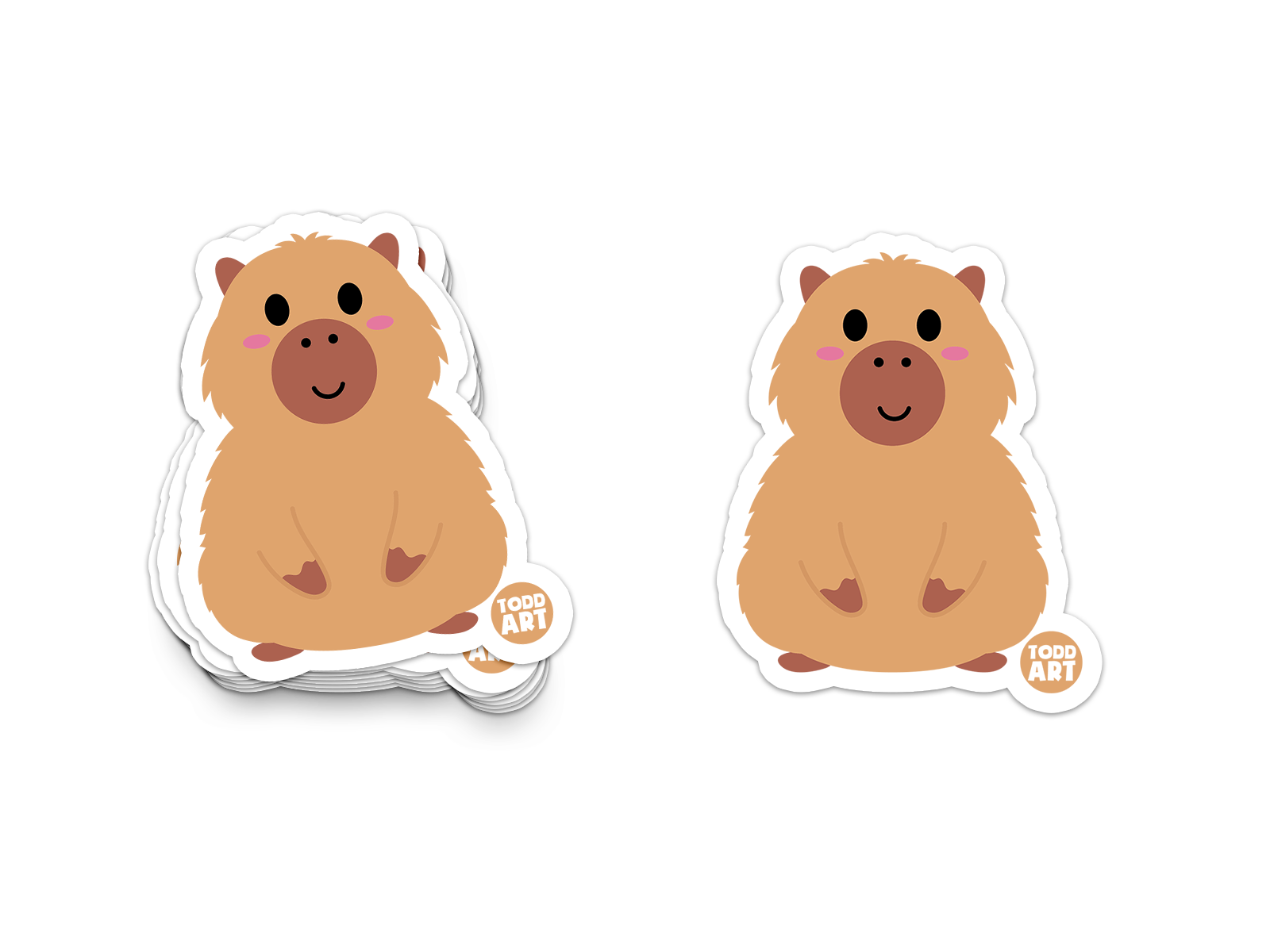 Fluffy tan capybara with pink cheeks – lovable Boo Boo Buddies® animal collectible sticker
