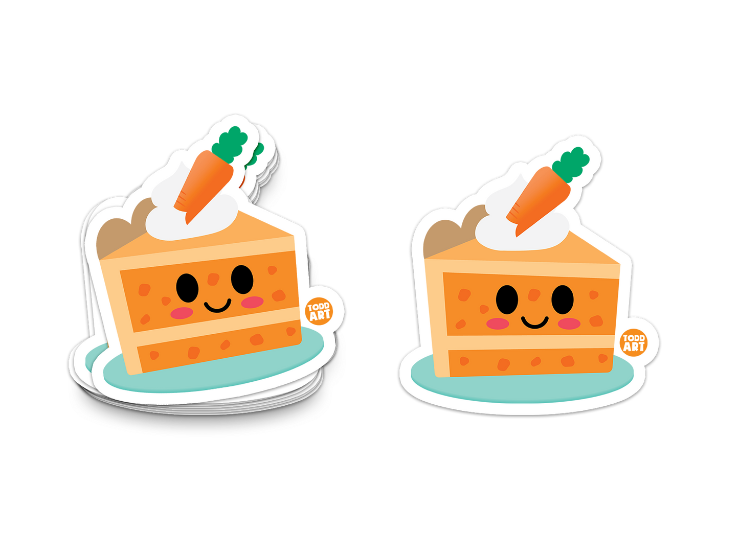 Carrot cake slice with frosting and carrot topper – cute and tasty Boo Boo Buddies® dessert sticker
