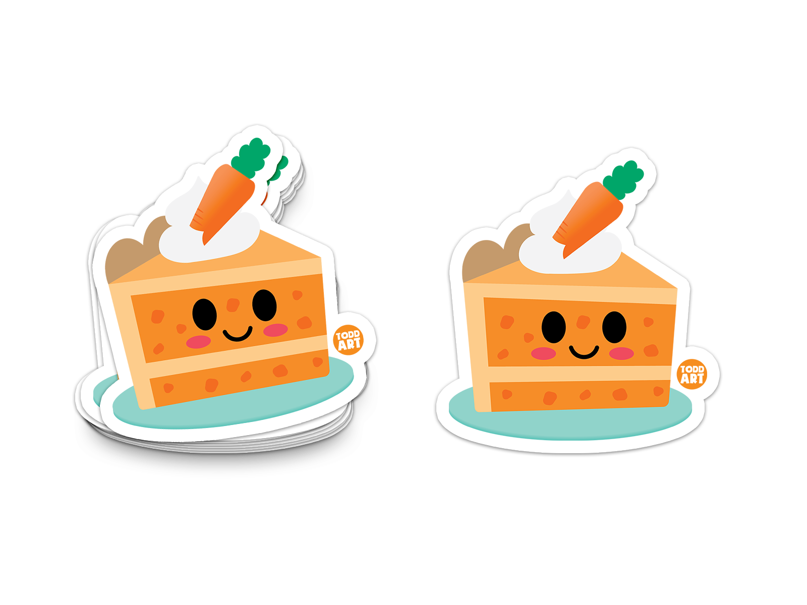 Carrot cake slice with frosting and carrot topper – cute and tasty Boo Boo Buddies® dessert sticker
