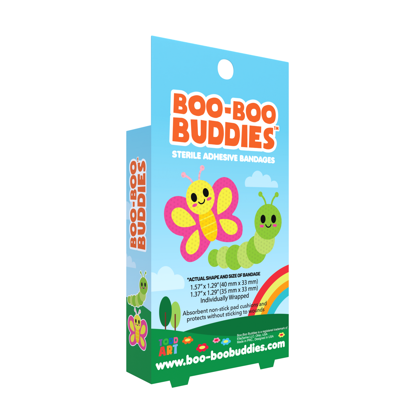 Caterpillar & Butterfly Bandages for Kids – Waterproof, Latex-Free, 24 Ct | Dr. Todd’s Boo-Boo Buddies®