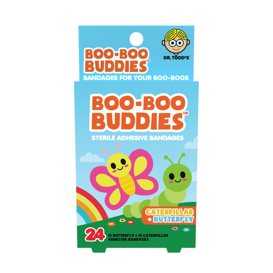Caterpillar & Butterfly Bandages for Kids – Waterproof, Latex-Free, 24 Ct | Dr. Todd’s Boo-Boo Buddies®
