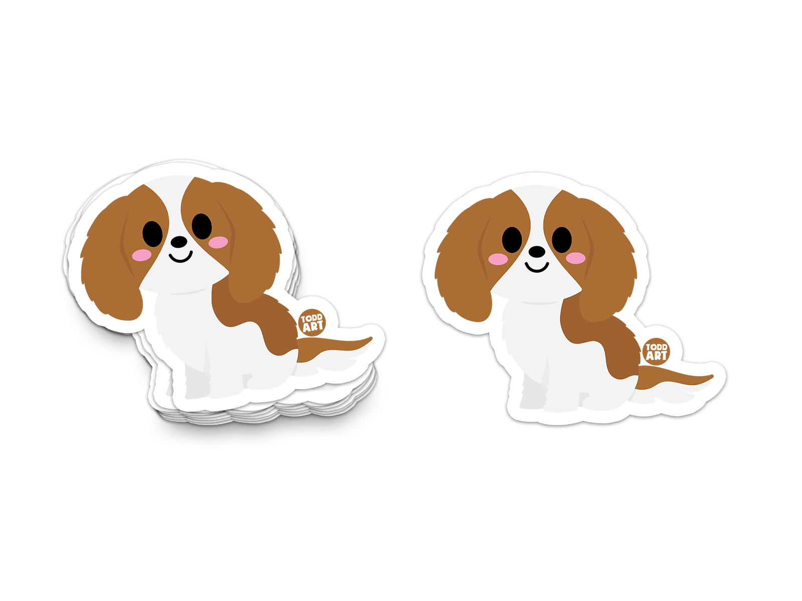 Floppy-eared Cavalier King Charles Spaniel with soft brown patches – lovable dog sticker for pet-themed decor, crafts, or gifts

