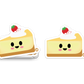 cheesecake slice with strawberry whipped cream and happy face – dessert-themed collectible sticker from Boo Boo Buddies