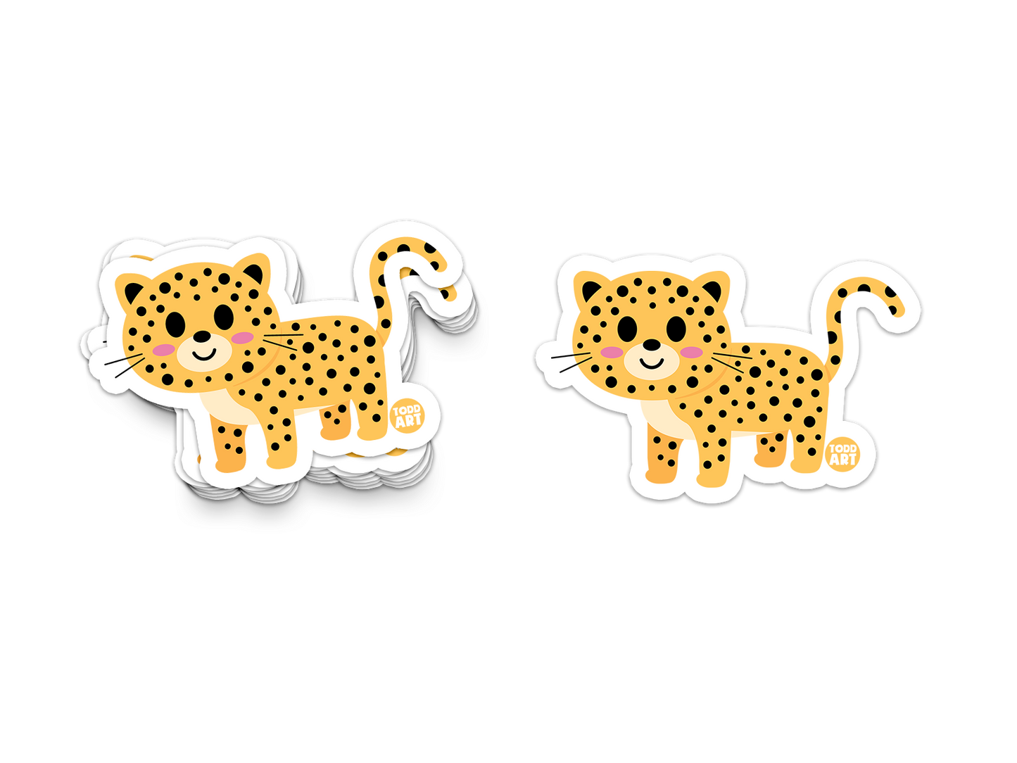Playful cheetah with spots and pink cheeks – animal vinyl sticker from Boo Boo Buddies