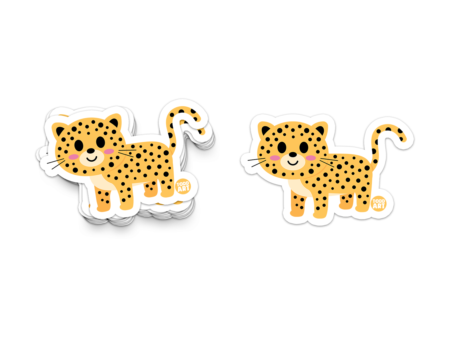 Playful cheetah with spots and pink cheeks – animal vinyl sticker from Boo Boo Buddies