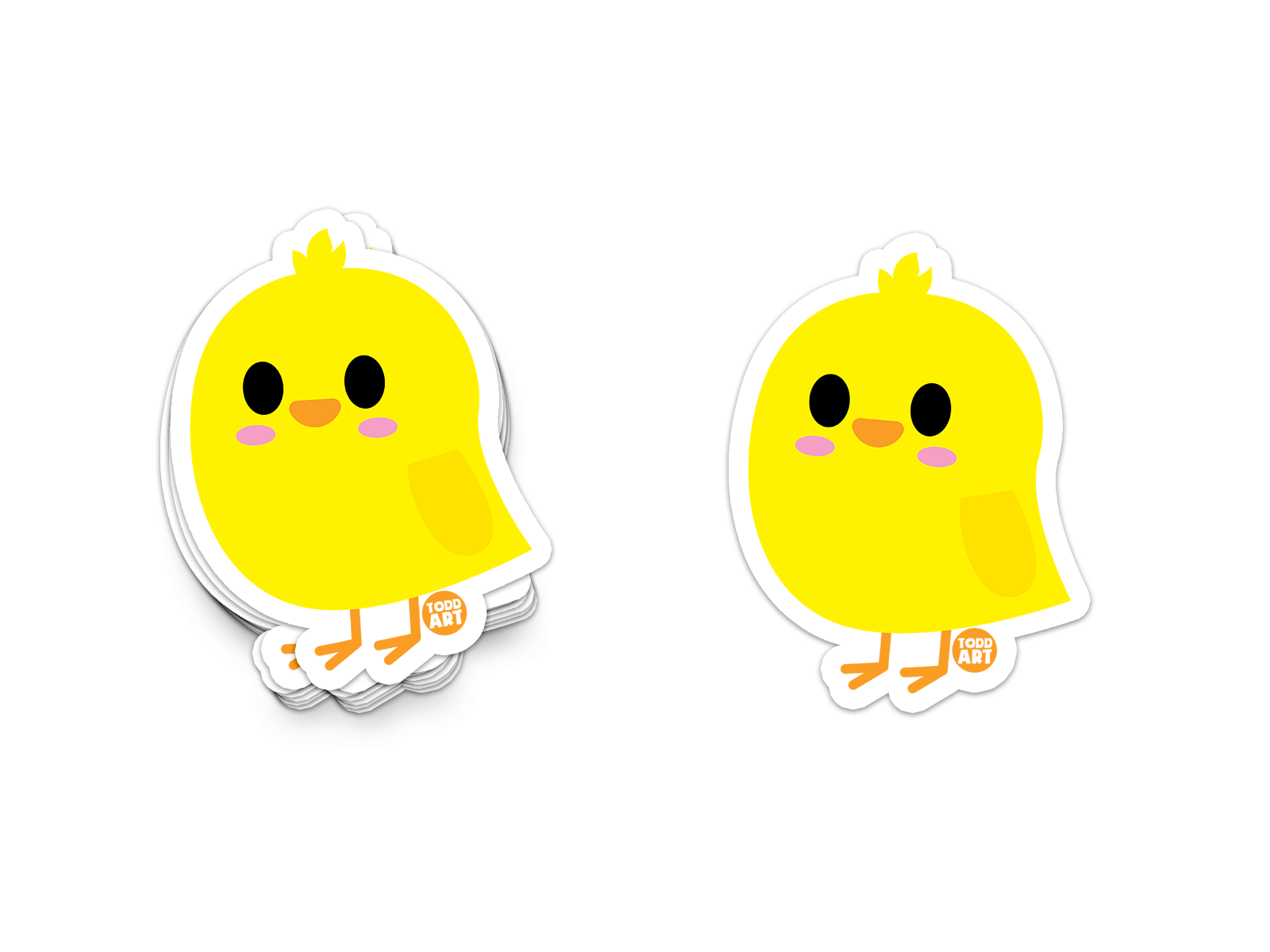Bright yellow baby chick with blushing cheeks – adorable animal sticker from Boo Boo Buddies