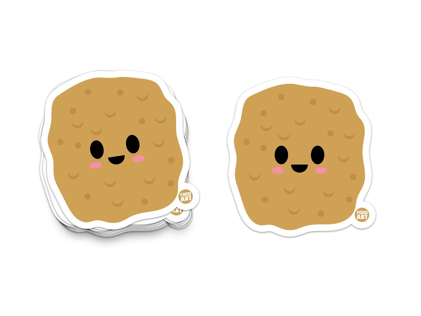 Smiling chicken nugget character – crunchy collectible food sticker for water bottles, laptops, or lunchboxes