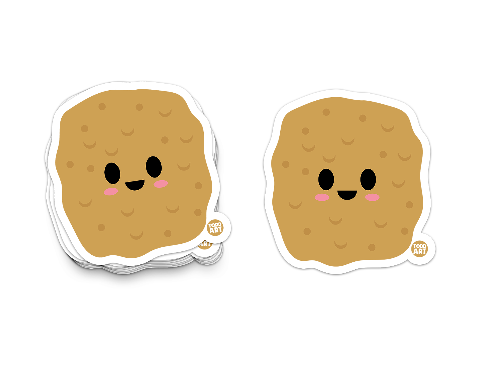 Smiling chicken nugget character – crunchy collectible food sticker for water bottles, laptops, or lunchboxes