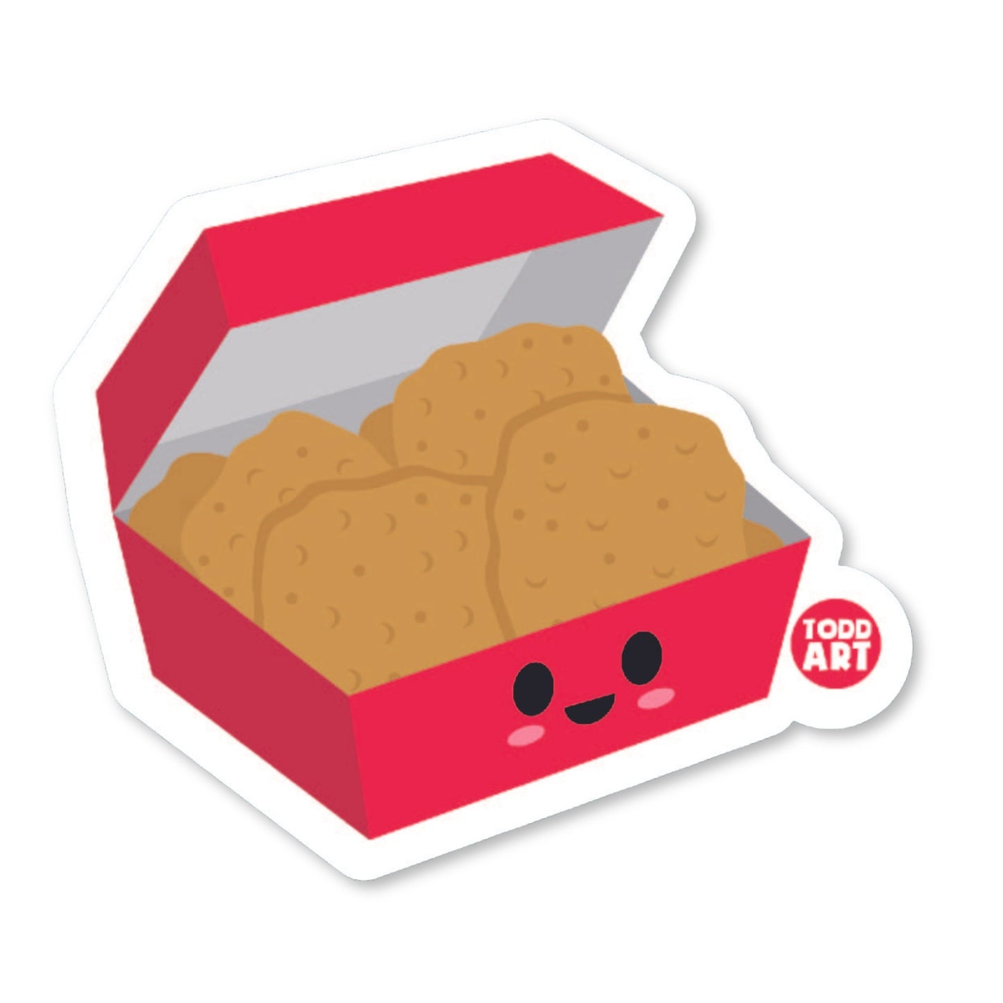 Box of happy chicken nuggets – cute fast food sticker for kids, teens, or lunch-themed crafts