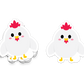 Cute white chicken with red comb and yellow beak – fun animal sticker from Boo Boo Buddies