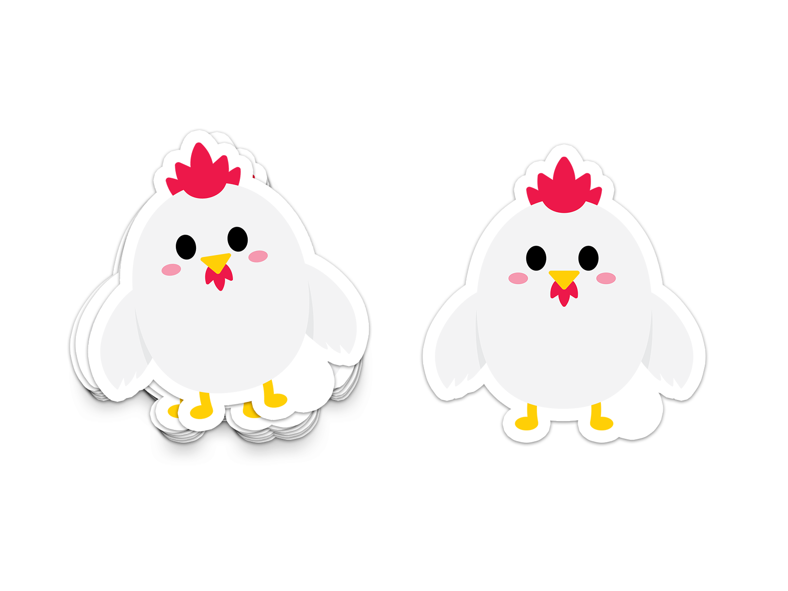 Cute white chicken with red comb and yellow beak – fun animal sticker from Boo Boo Buddies