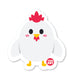 Cute white chicken with red comb and yellow beak – fun animal sticker from Boo Boo Buddies