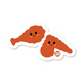 Two crispy chicken drumsticks with smiling faces – playful food-themed sticker for lunch boxes, notebooks, and foodie gifts