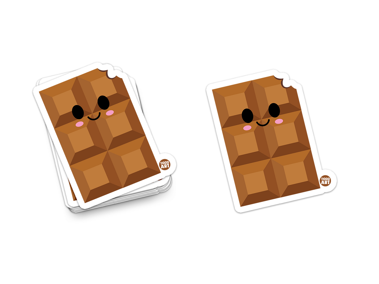 Sweet chocolate bar with bite taken out – delicious candy-themed sticker for dessert fans and sweet tooths