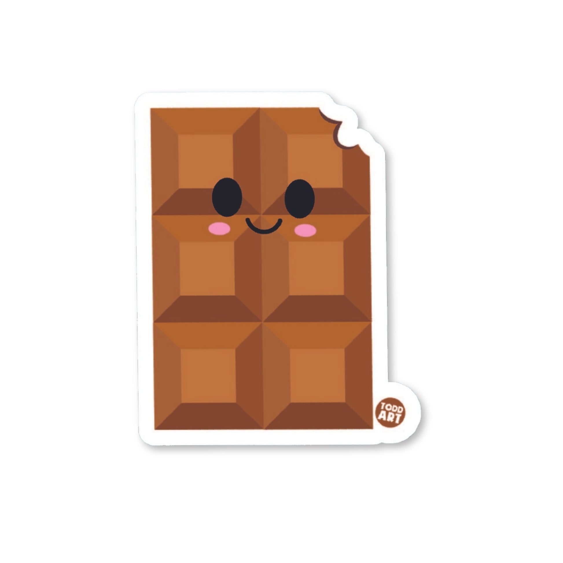 Smiling chocolate bar with a bite taken out – sweet treat sticker from Boo Boo Buddies