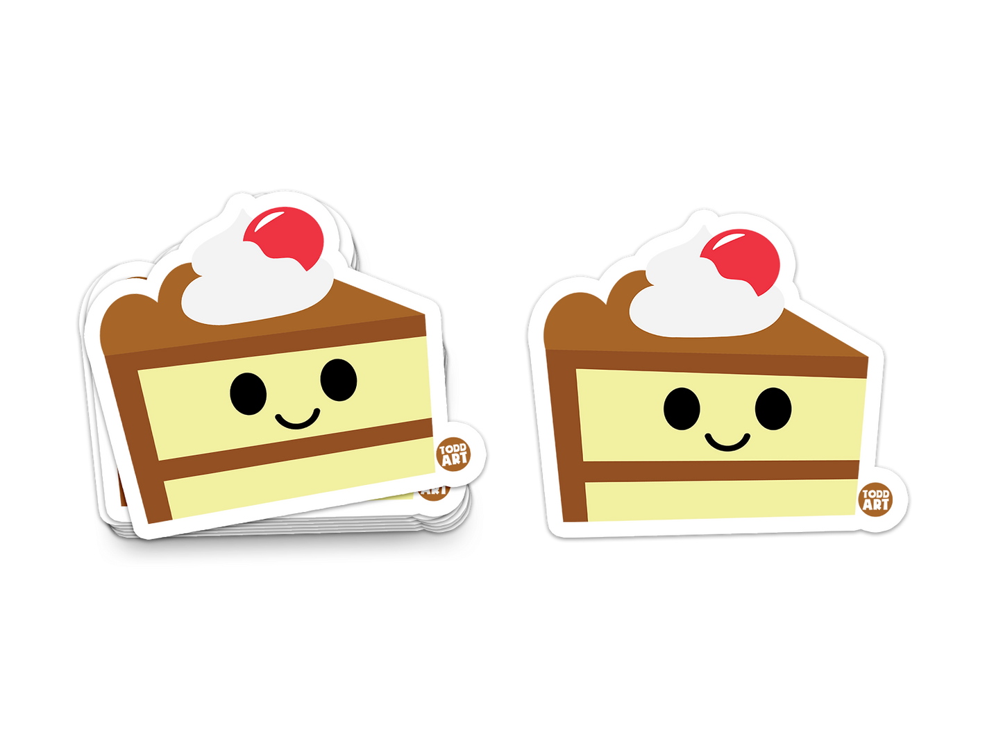 Slice of chocolate cake with whipped cream and cherry – dessert sticker from Boo Boo Buddies