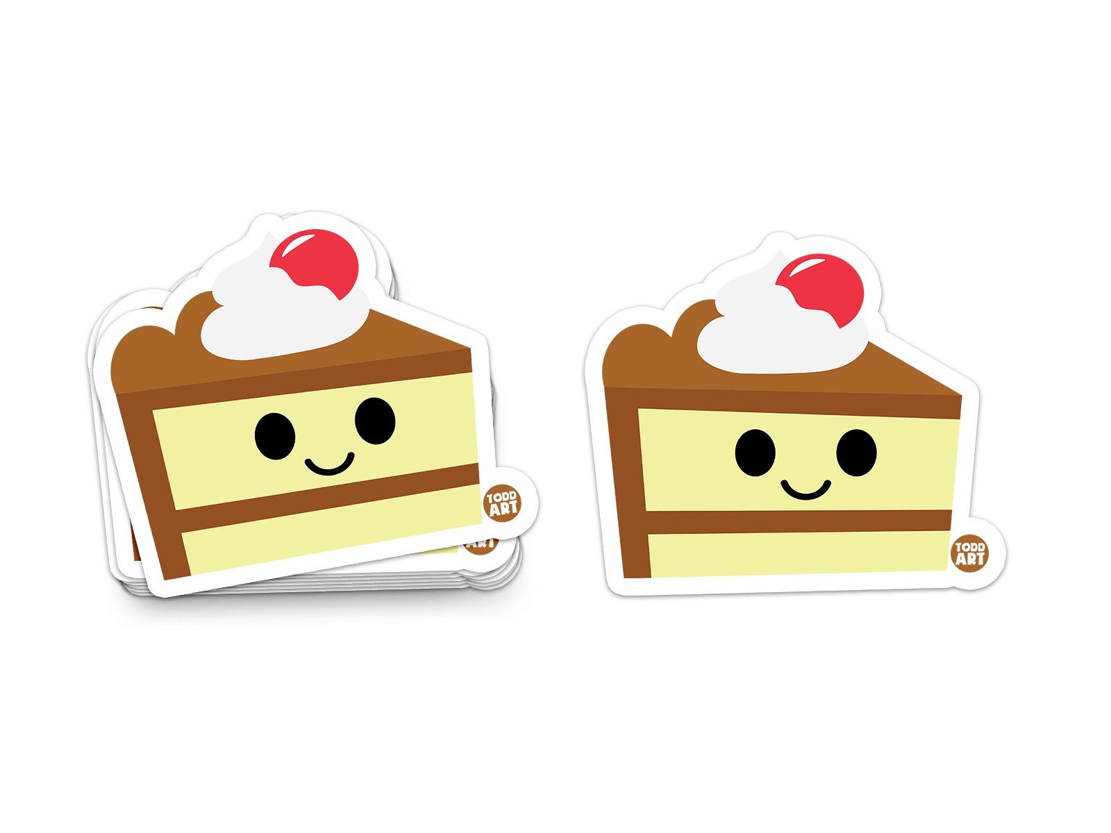 Slice of chocolate cake with whipped cream and cherry – dessert sticker from Boo Boo Buddies