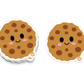 Smiling chocolate chip cookie sticker with big eyes and rosy cheeks