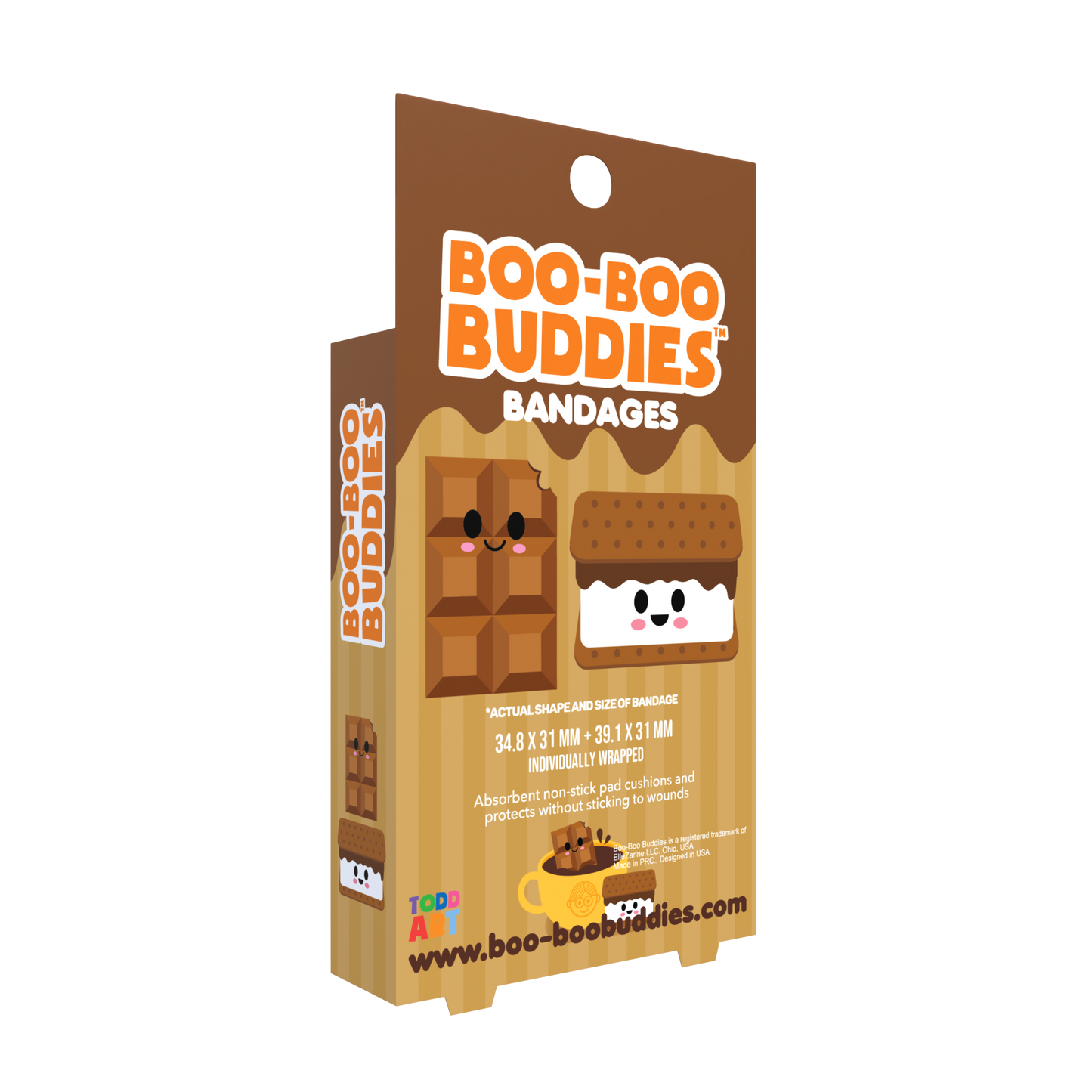 Chocolate Bar & S’more Bandages for Kids – Waterproof, Latex-Free, 24 Count | Dr. Todd’s Boo-Boo Buddies®