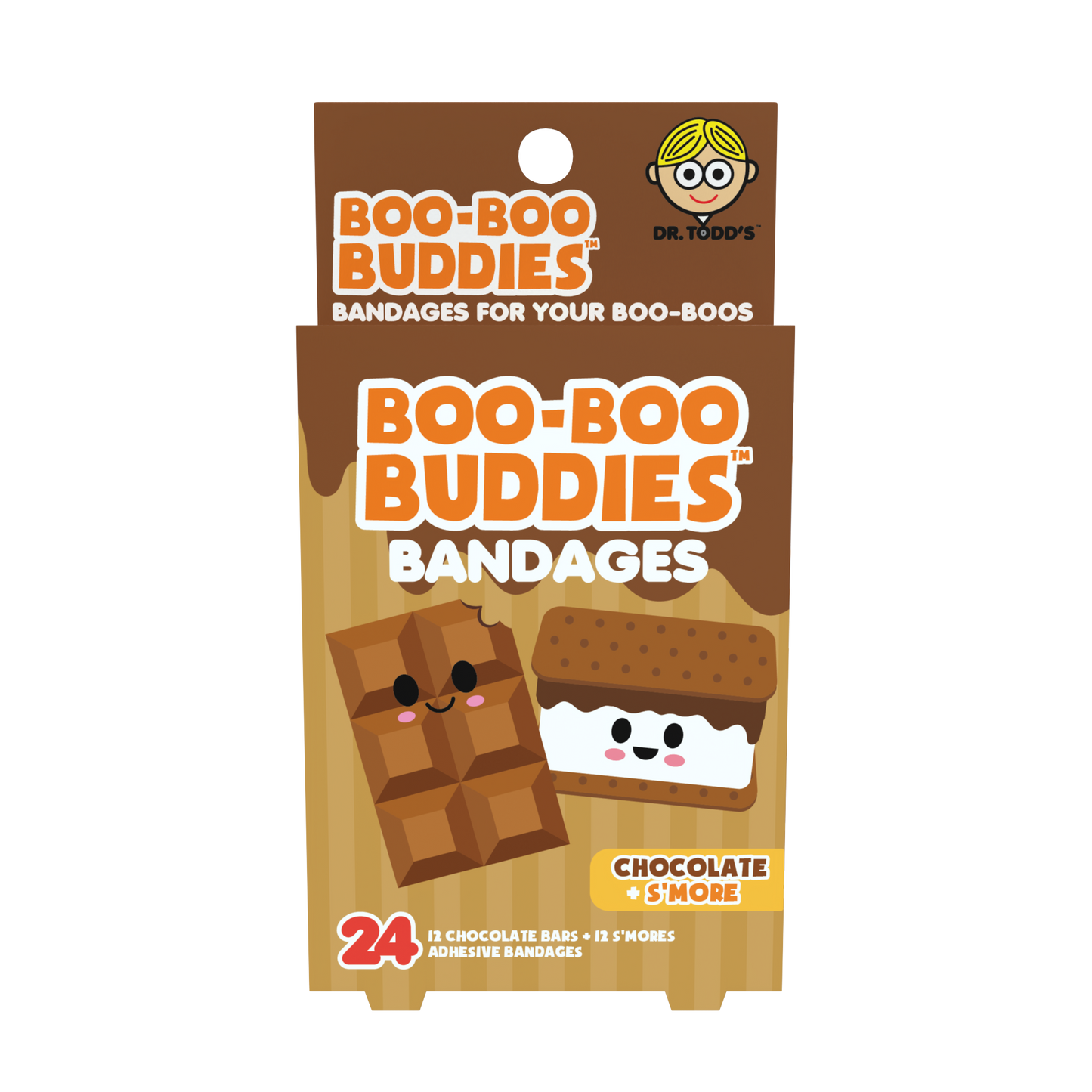 Chocolate Bar & S’more Bandages for Kids – Waterproof, Latex-Free, 24 Count | Dr. Todd’s Boo-Boo Buddies®