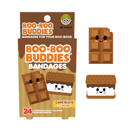Chocolate Bar & S’more Bandages for Kids – Waterproof, Latex-Free, 24 Count | Dr. Todd’s Boo-Boo Buddies®