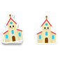 Cartoon church building with red roof and smiling face – faith-themed sticker from Boo Boo Buddies

