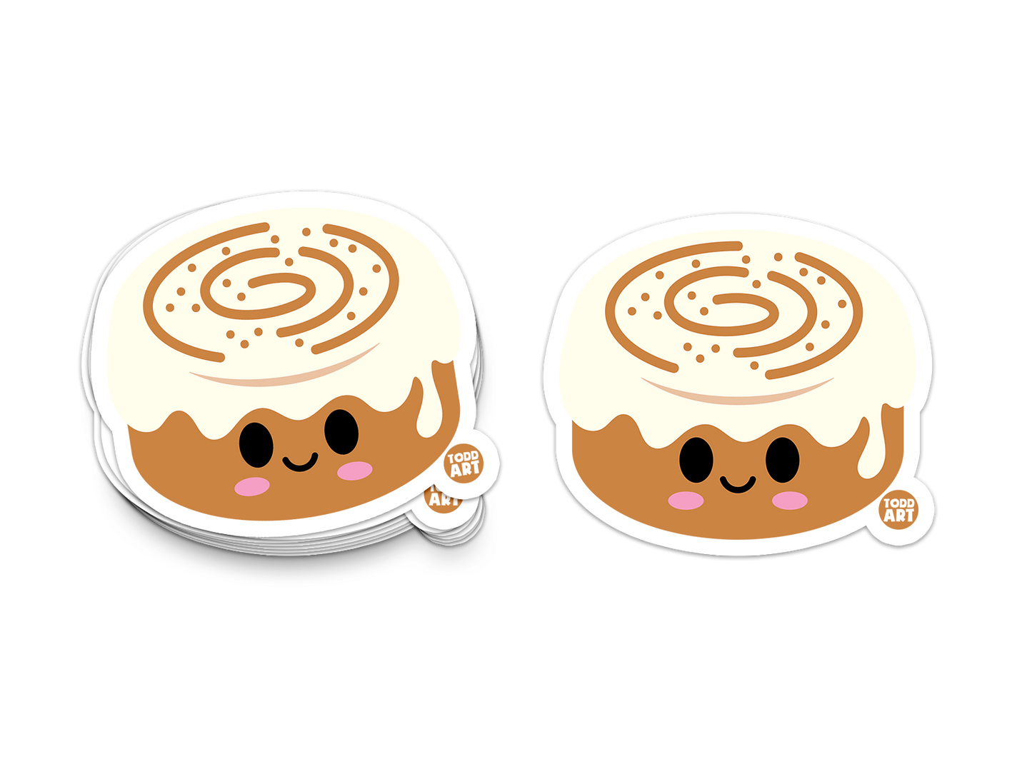 Cute cinnamon roll sticker with frosting and sprinkles – collectible character design from Boo Boo Buddies