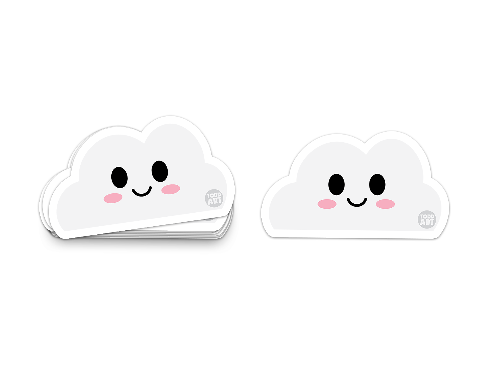 Smiling white cloud sticker with rosy cheeks – adorable weather-themed collectible from Boo Boo Buddies