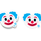 Funny clown face sticker with blue hair and red nose – playful carnival-style design from Boo Boo Buddies