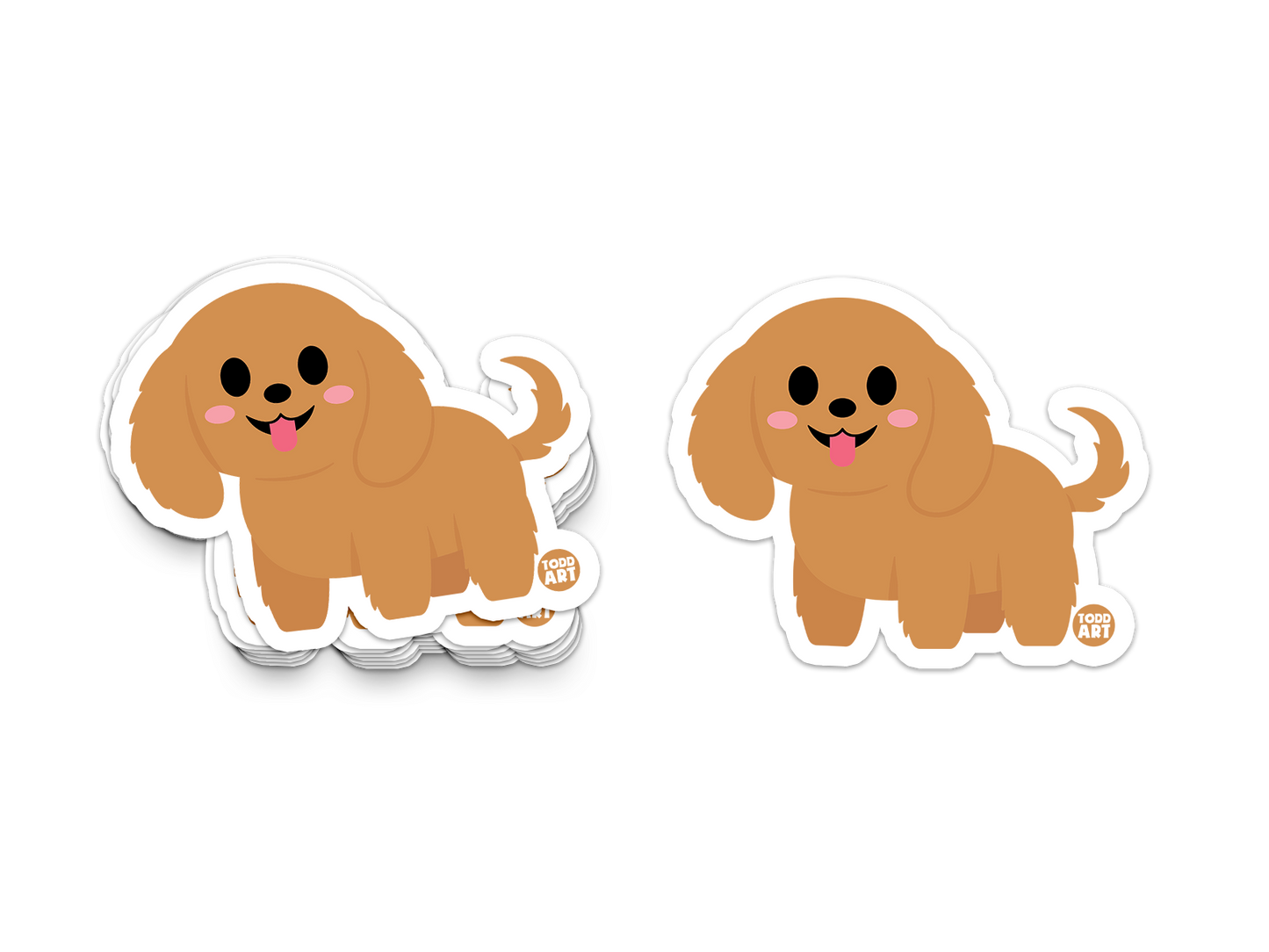 Brown cocker spaniel puppy with floppy ears – cute collectible dog sticker
