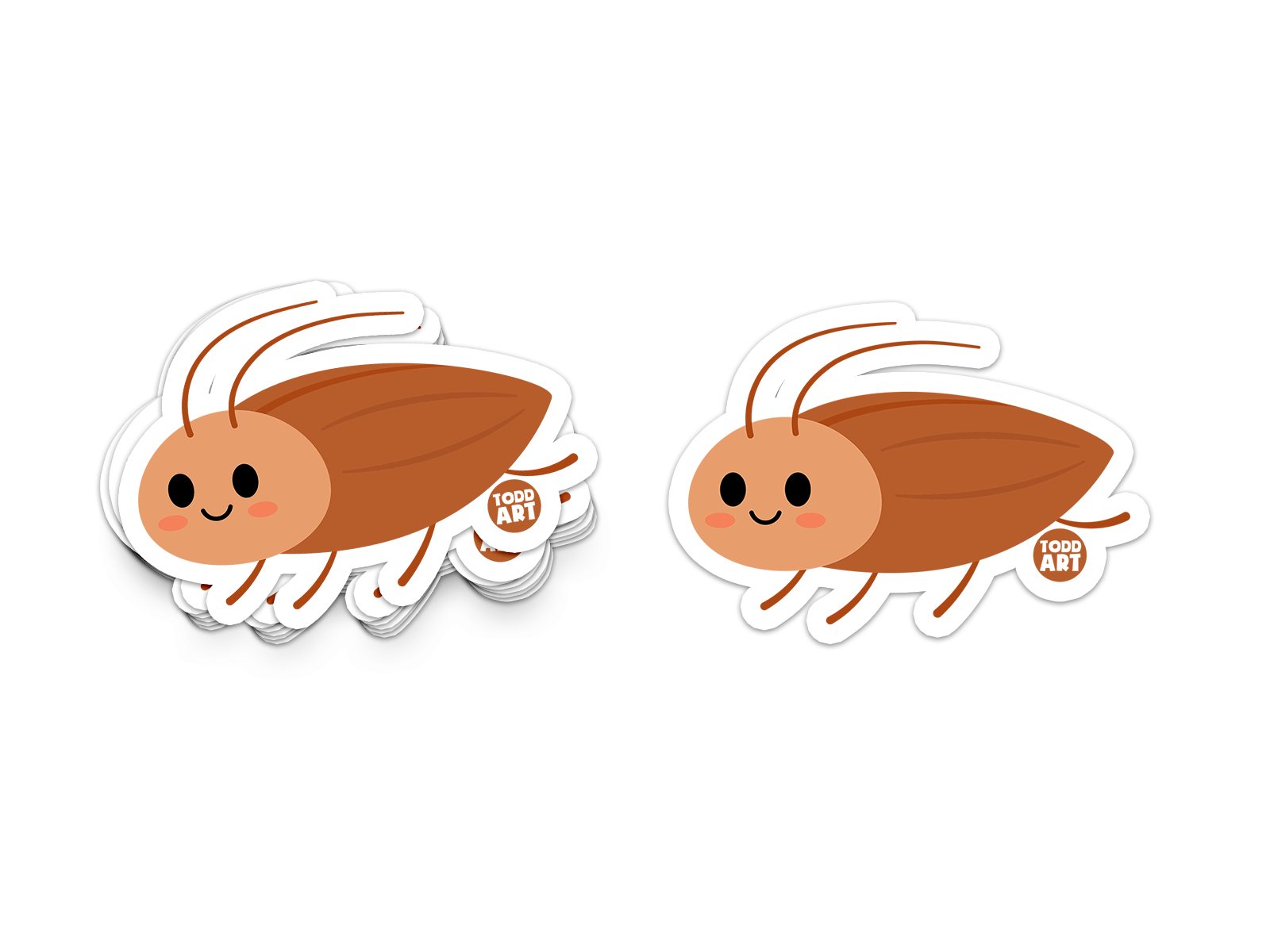 Smiling cartoon cockroach with long antennae – funny bug sticker from Boo Boo Buddies
